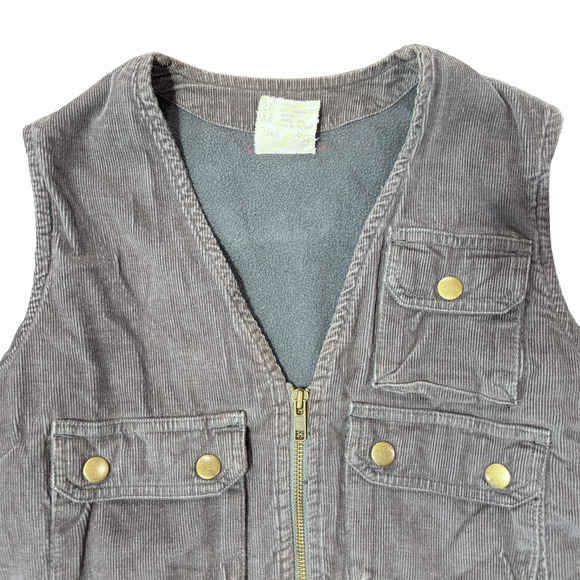 Free People Women’s XSmall Gray Corduroy Cargo Utility Multi Pocket Outdoor Vest - Picture 2 of 10